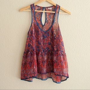 Ecote Paisley Peplum Tank